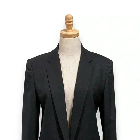 NWT Alexander Wang Virgin Wool Black Open Front Blazer Jacket Leather Trim 8 - Picture 3 of 12